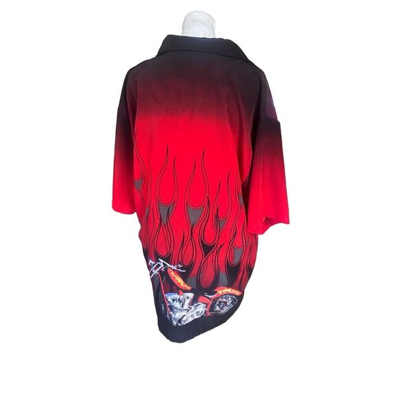 Dragonfly Roadhouse Men’s L Motorcycle Biker Bowler Button up Y2K Flames - Picture 3 of 8